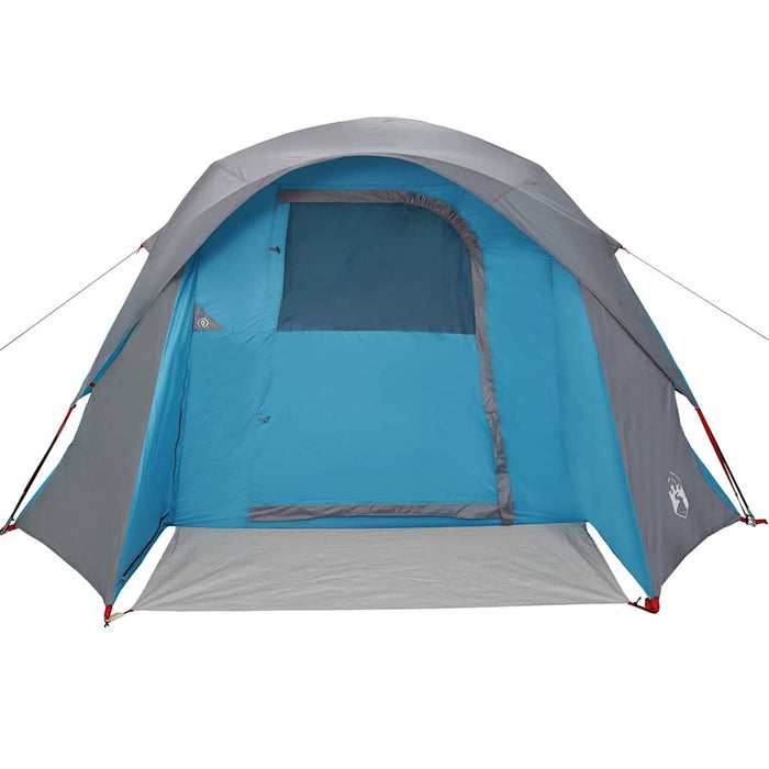 Tenda da Campeggio a Cabina per 4 Persone Blu Impermeabile