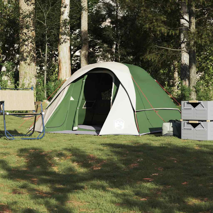 vidaXL Tenda Familiare Cabina per 6 Persone Verde Impermeabile