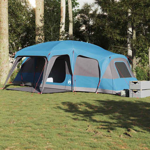 Tenda da Campeggio con Portico Cupola 9Persone Blu Impermeabile