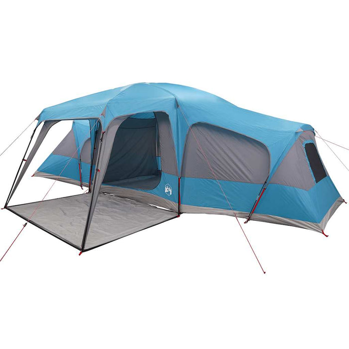 Tenda da Campeggio con Portico Cupola 9Persone Blu Impermeabile