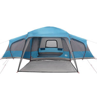 Tenda da Campeggio con Portico Cupola 9Persone Blu Impermeabile
