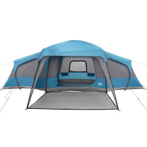 Tenda da Campeggio con Portico Cupola 9Persone Blu Impermeabile 4009585