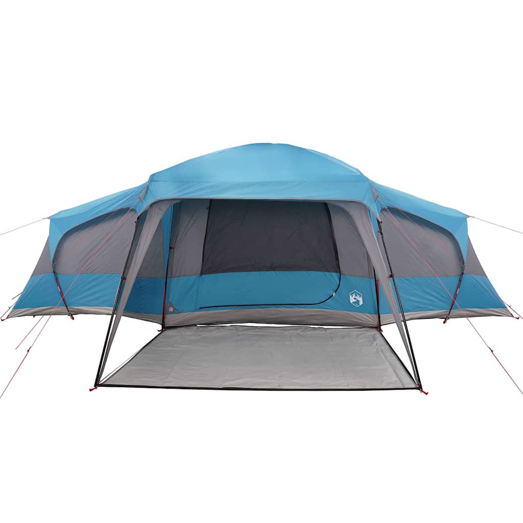 Tenda da Campeggio con Portico Cupola 9Persone Blu Impermeabile