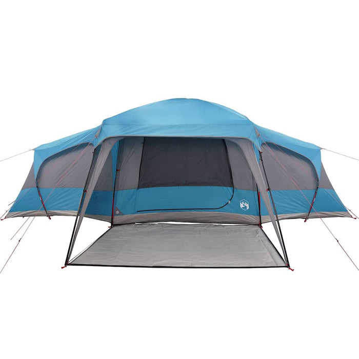 Tenda da Campeggio con Portico Cupola 9Persone Blu Impermeabile