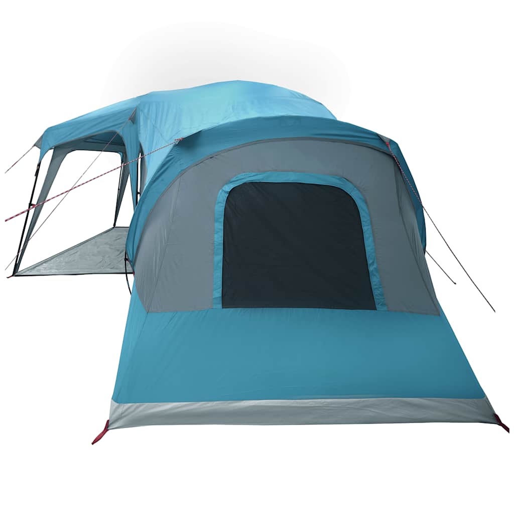 Tenda da Campeggio con Portico Cupola 9Persone Blu Impermeabile