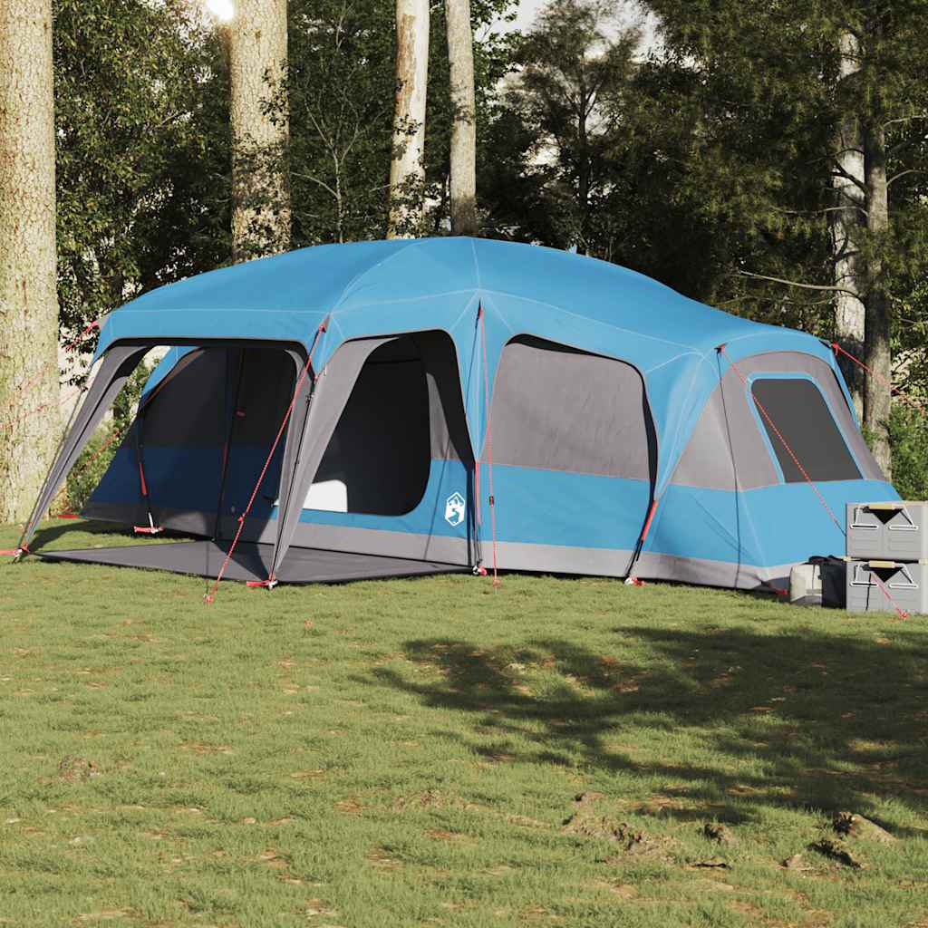 Tenda da Campeggio con Portico Cupola 9Persone Blu Impermeabile