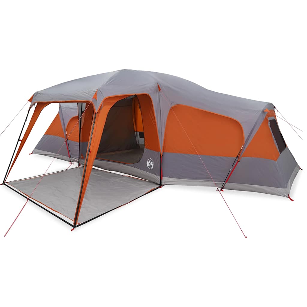 Tenda da Campeggio con Portico 9 Persone Grigio e Arancione 4009586