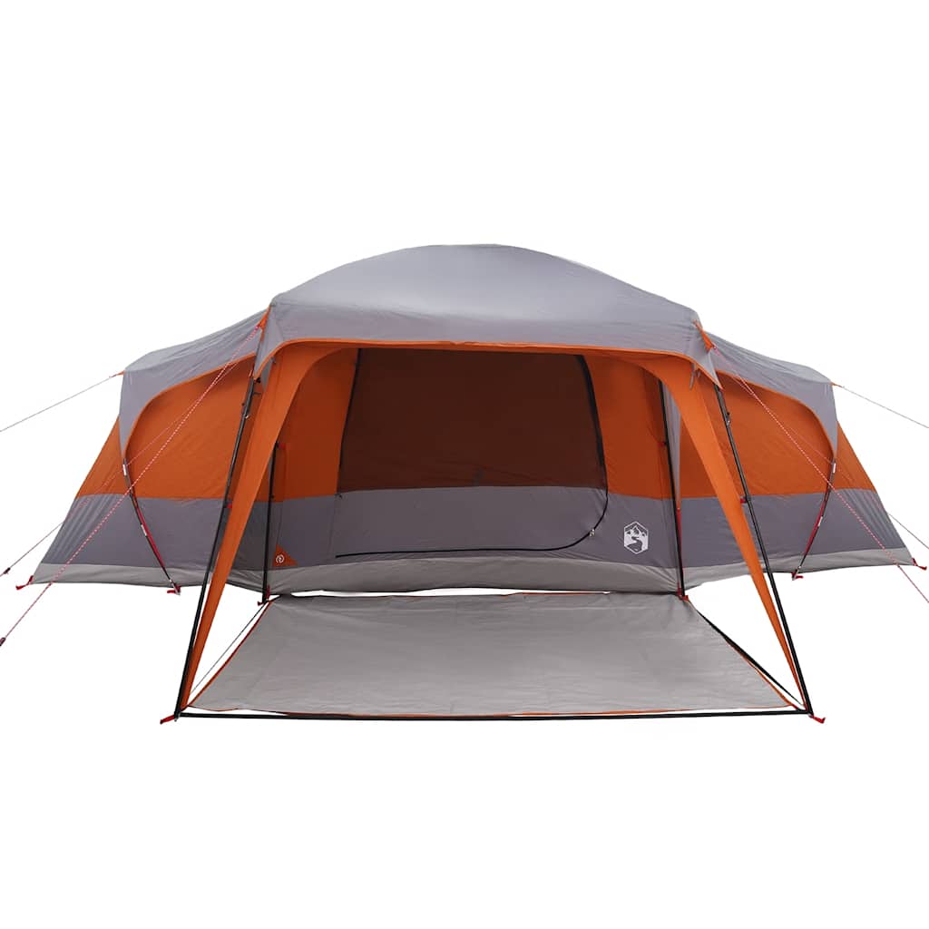 Tenda da Campeggio con Portico 9 Persone Grigio e Arancione 4009586