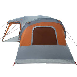 Tenda da Campeggio con Portico 9 Persone Grigio e Arancione 4009586