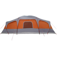Tenda da Campeggio con Portico 9 Persone Grigio e Arancione