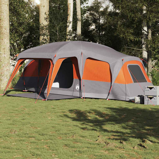 Tenda da Campeggio con Portico 9 Persone Grigio e Arancione 4009586