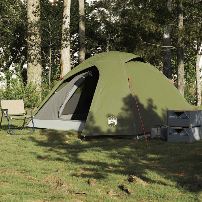 vidaXL Tenda da Campeggio a Cupola 4 Persone Verde Oliva Impermeabile