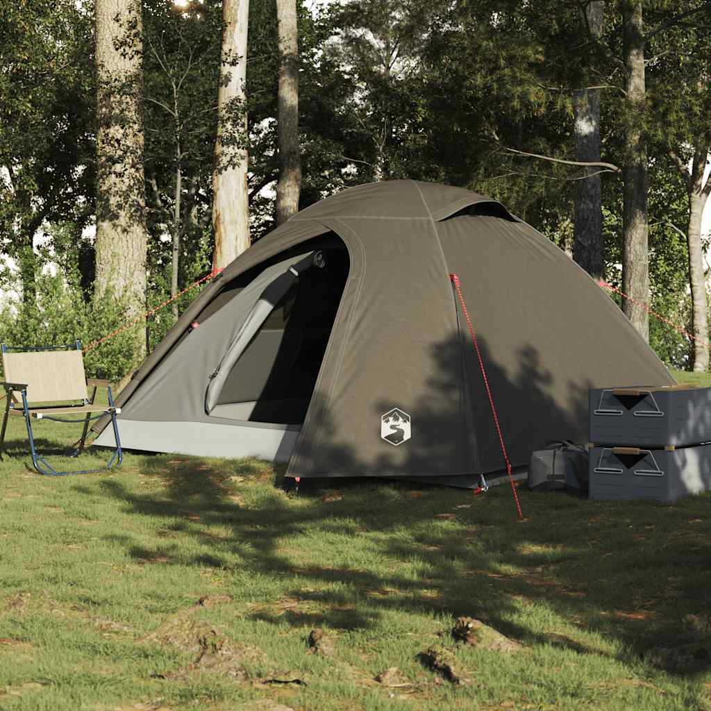 Tenda da Campeggio a Cupola per 4 Persone Marrone Impermeabile 4009619
