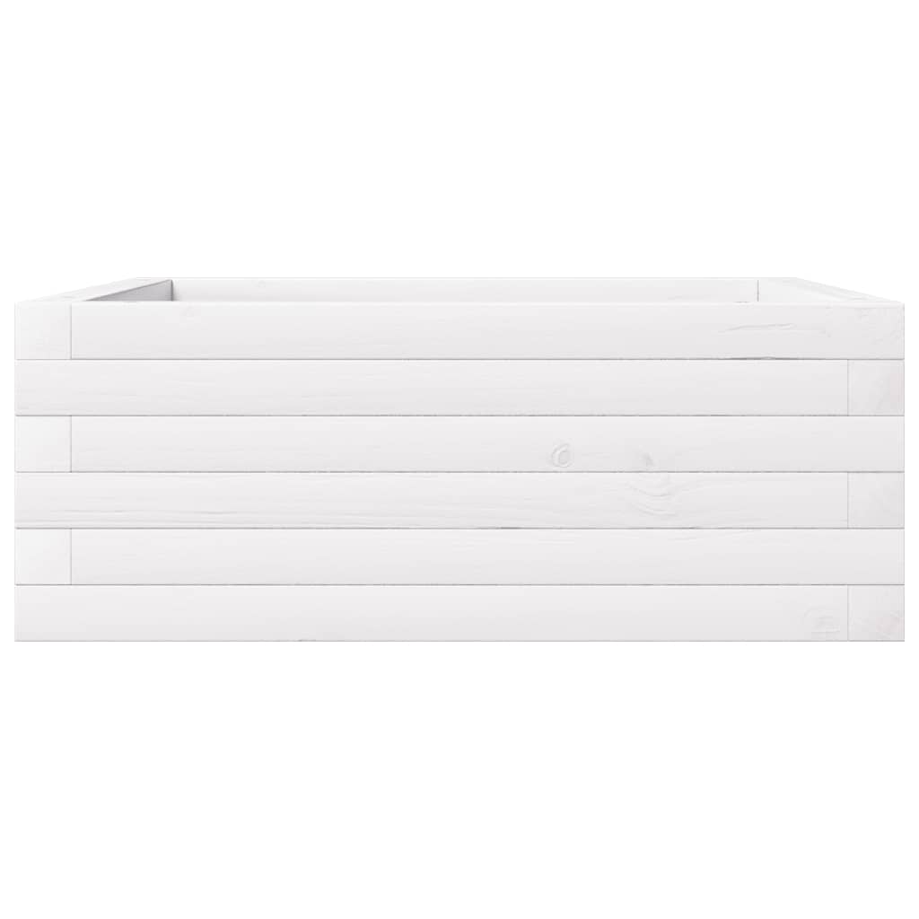 Fioriera da Giardino Bianca 60x60x23 cm Legno Massello di Pino