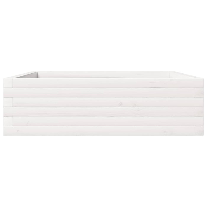 Vassoio per fioriera aiuola rialzata piante fiori terrazza giardino 80 x 80 x 23 cm legno di pino massiccio bianco 02_0037889