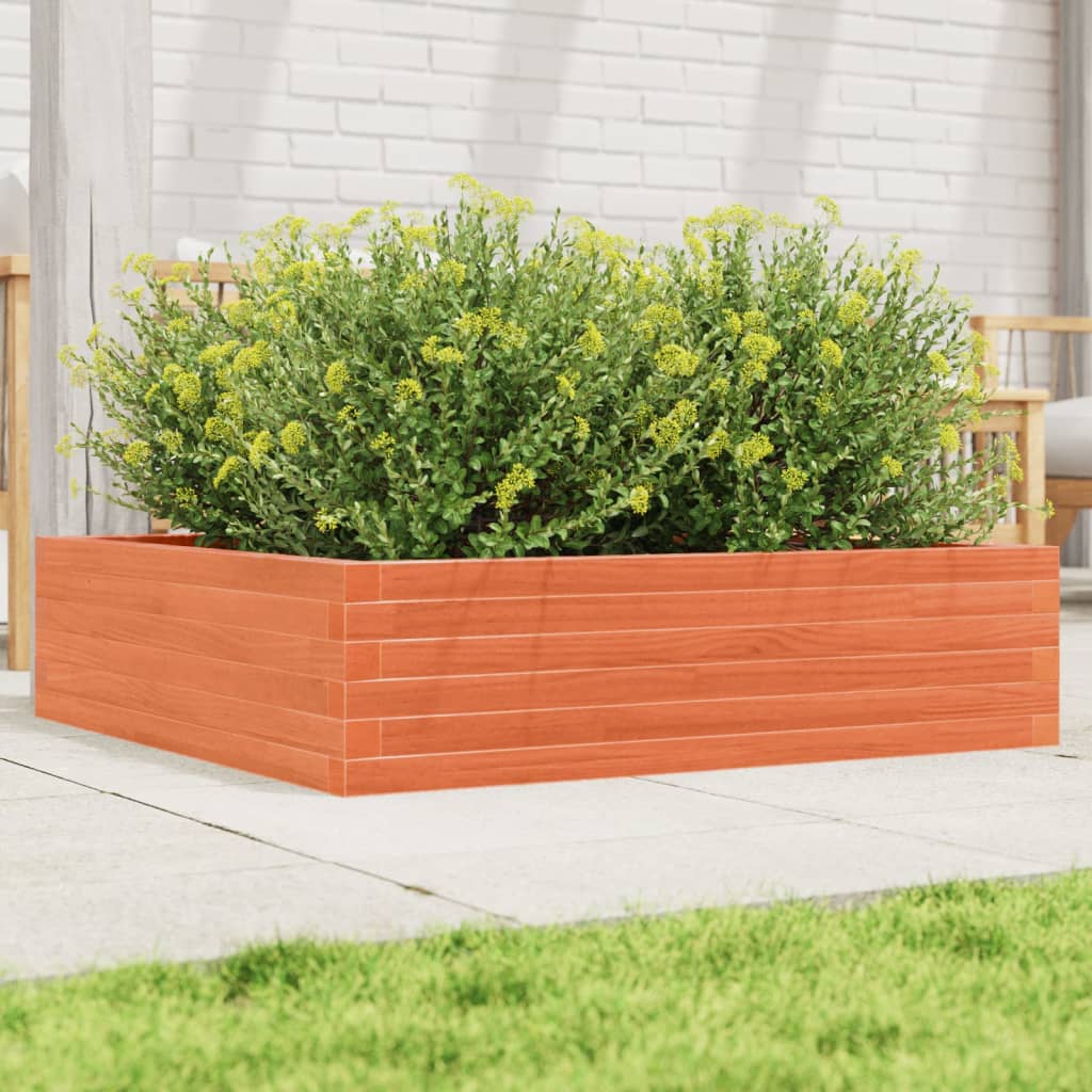 Fioriera Giardino-Vaso da Esterno-Contenitore per Piante Marrone Cera 90x90x23 cm Legno Massello Pino