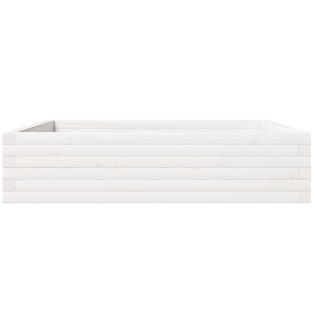 Vassoio per fioriera aiuola rialzata piante fiori terrazza giardino 100 x 100 x 23 cm legno di pino massiccio bianco 02_0037251