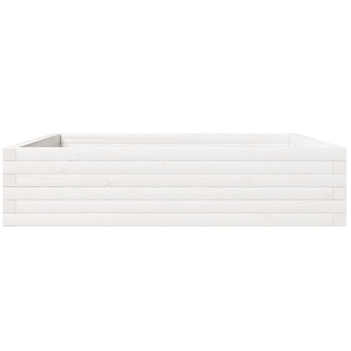 Fioriera da Giardino Bianca 100x100x23 cm Legno Massello Pino