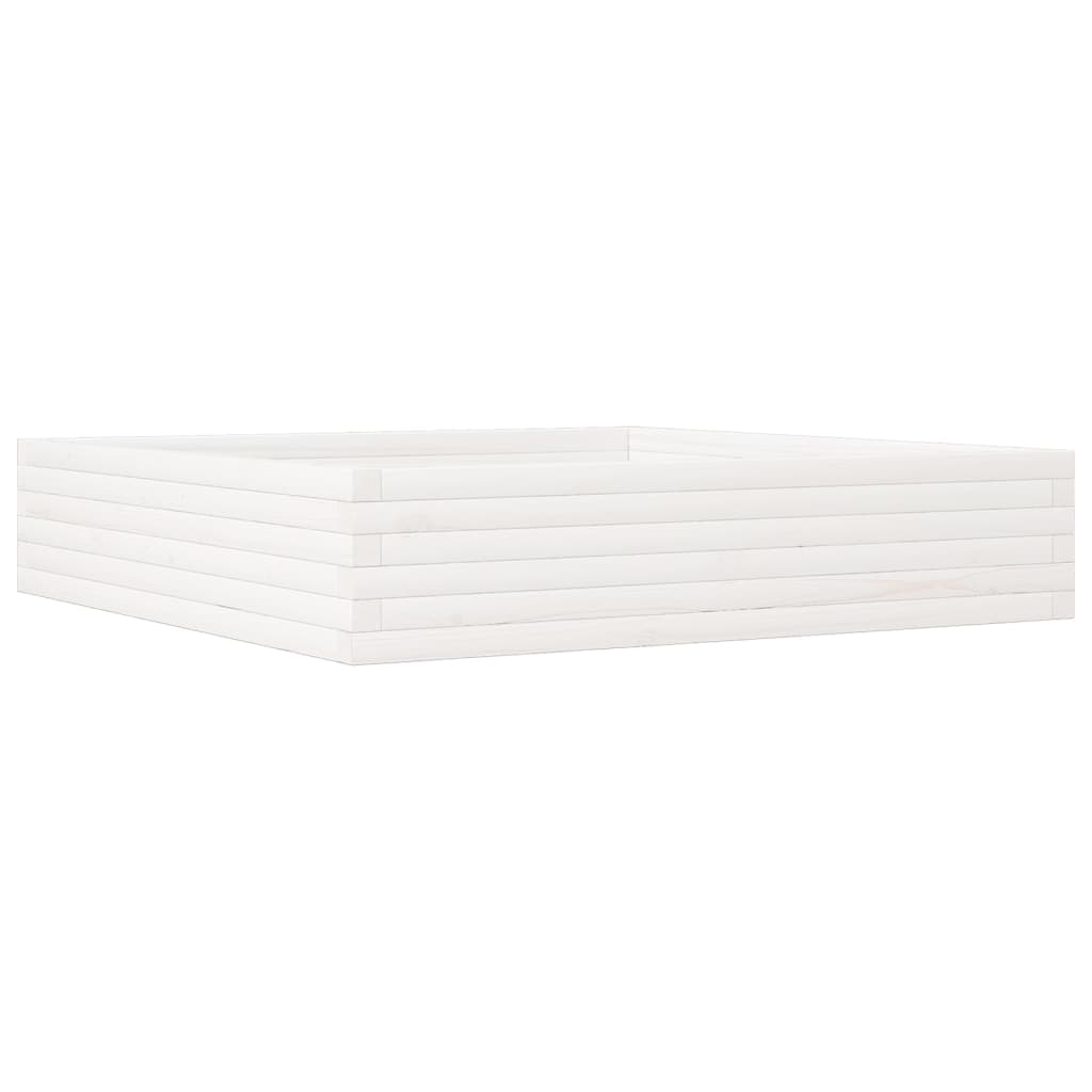 Vassoio per fioriera aiuola rialzata piante fiori terrazza giardino 110 x 110 x 23 cm legno di pino massiccio bianco 02_0037299