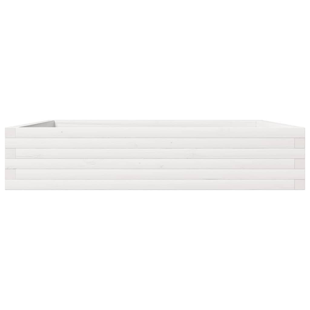 Fioriera da Giardino Bianca 110x110x23cm Legno Massello di Pino