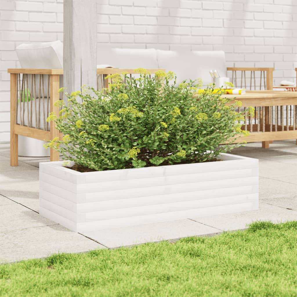 vidaXL Fioriera da Giardino Bianca 90x40x23 cm Legno Massello di Pino