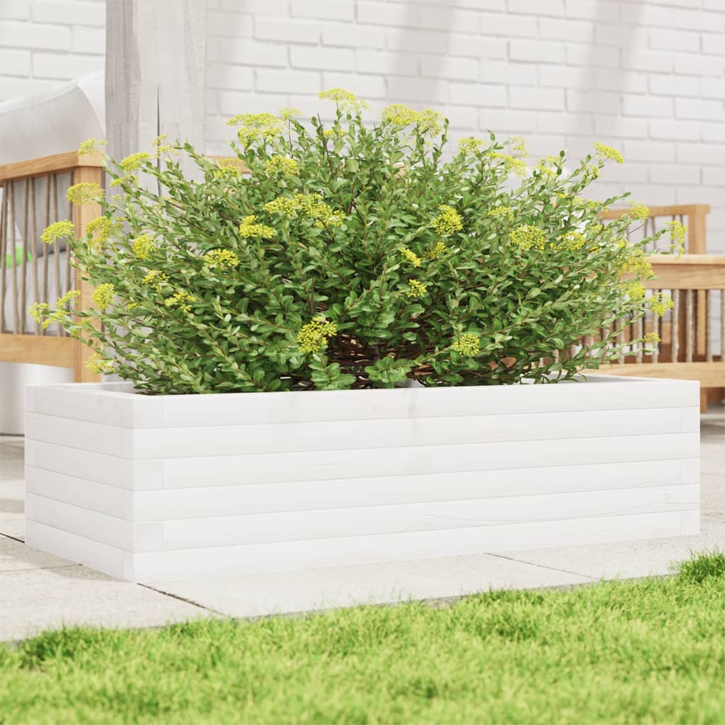 vidaXL Fioriera da Giardino Bianca 90x40x23 cm Legno Massello di Pino