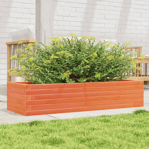 Fioriera Giardino-Vaso da Esterno-Contenitore per Piante Marrone Cera 110x40x23 cm Legno Massello Pino