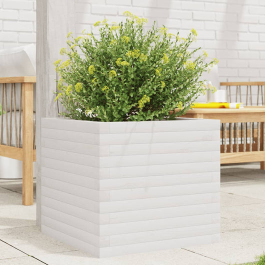 vidaXL Fioriera da Giardino Bianca 50x50x45,5cm Legno Massello di Pino