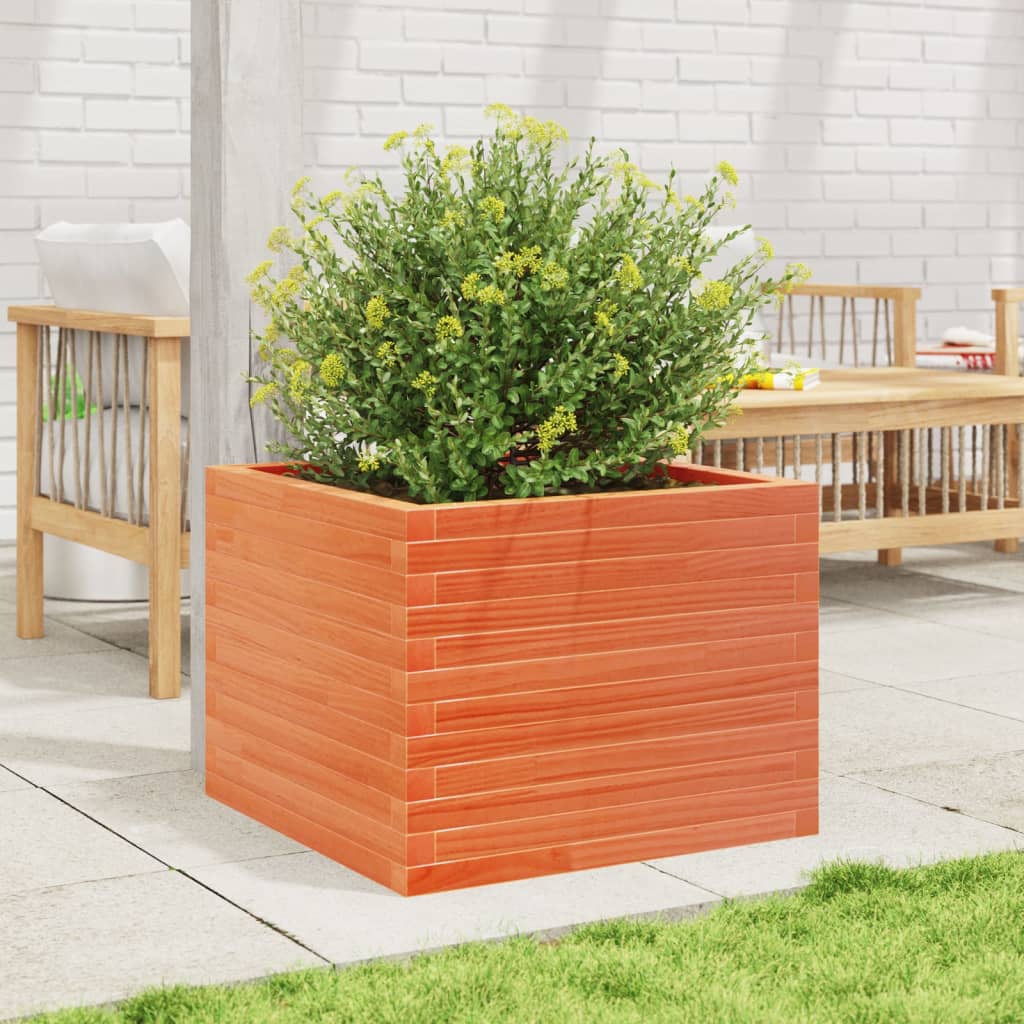 Fioriera Giardino-Vaso da Esterno-Contenitore per Piante Marrone Cera 60x60x45,5cm Legno Massello Pino