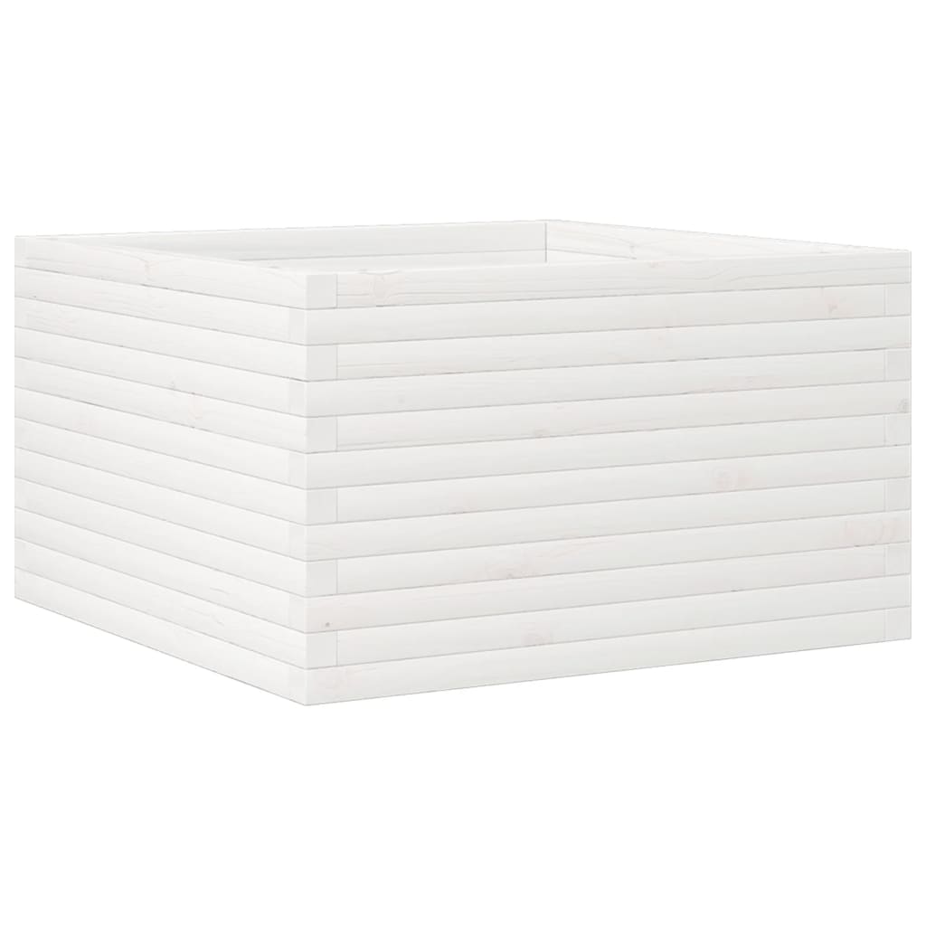 Fioriera da Giardino Bianca 80x80x45,5cm Legno Massello di Pino 847259