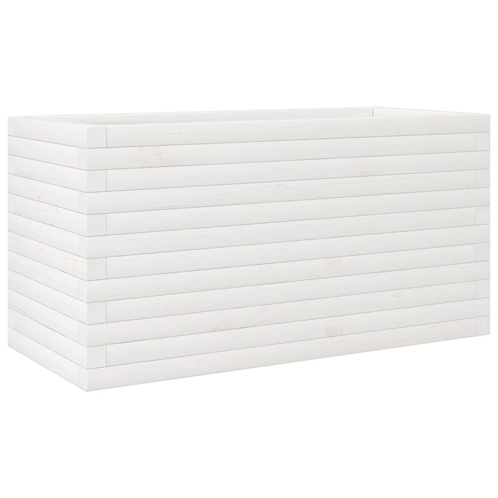 Fioriera aiuola rialzata vassoio piante fiori terrazza giardino 90 x 40 x 45,5 cm legno di pino massiccio bianco 02_0037977