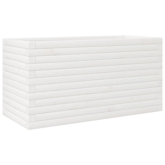 Fioriera aiuola rialzata vassoio piante fiori terrazza giardino 90 x 40 x 45,5 cm legno di pino massiccio bianco 02_0037977