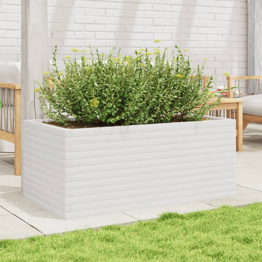 vidaXL Fioriera da Giardino Bianca 110x60x45,5 cm Legno Massello Pino
