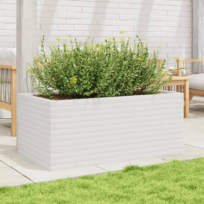 vidaXL Fioriera da Giardino Bianca 110x60x45,5 cm Legno Massello Pino