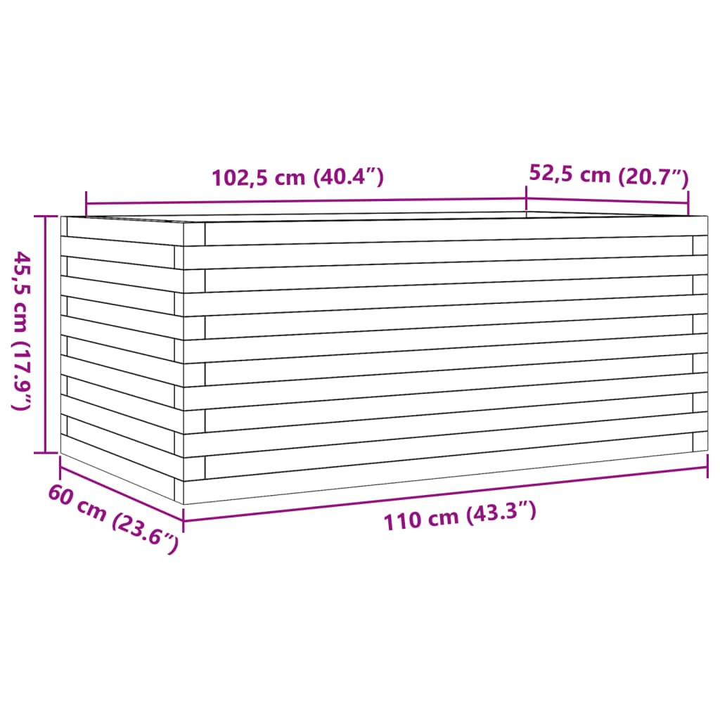 vidaXL Fioriera da Giardino 110x60x45,5 cm in Legno di Pino Impregnato