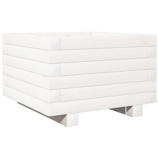 Vassoio per fioriera aiuola rialzata piante fiori terrazza giardino 40 x 40 x 26,5 cm legno di pino massiccio bianco 02_0037529