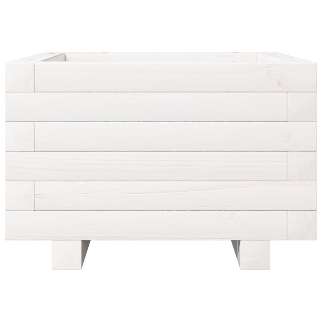 Fioriera da Giardino Bianca 40x40x26,5cm Legno Massello di Pino 847289
