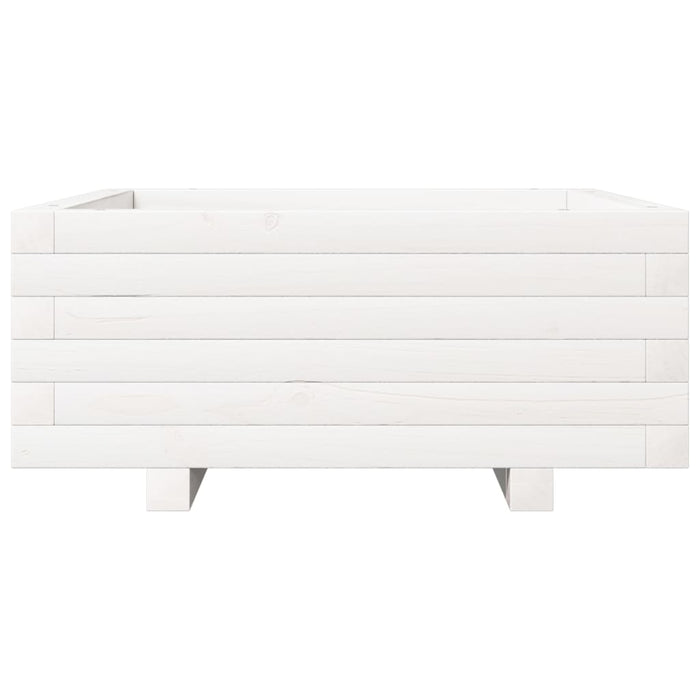 Fioriera da Giardino Bianca 60x60x26,5cm Legno Massello di Pino 847299