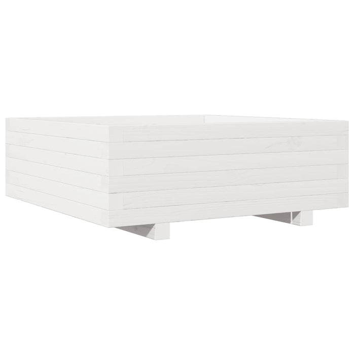 Fioriera da Giardino Bianca 70x70x26,5cm Legno Massello di Pino 847304