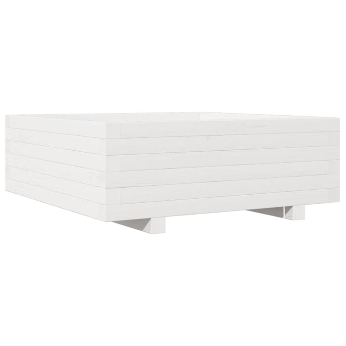 Fioriera da Giardino Bianca 70x70x26,5cm Legno Massello di Pino 847304