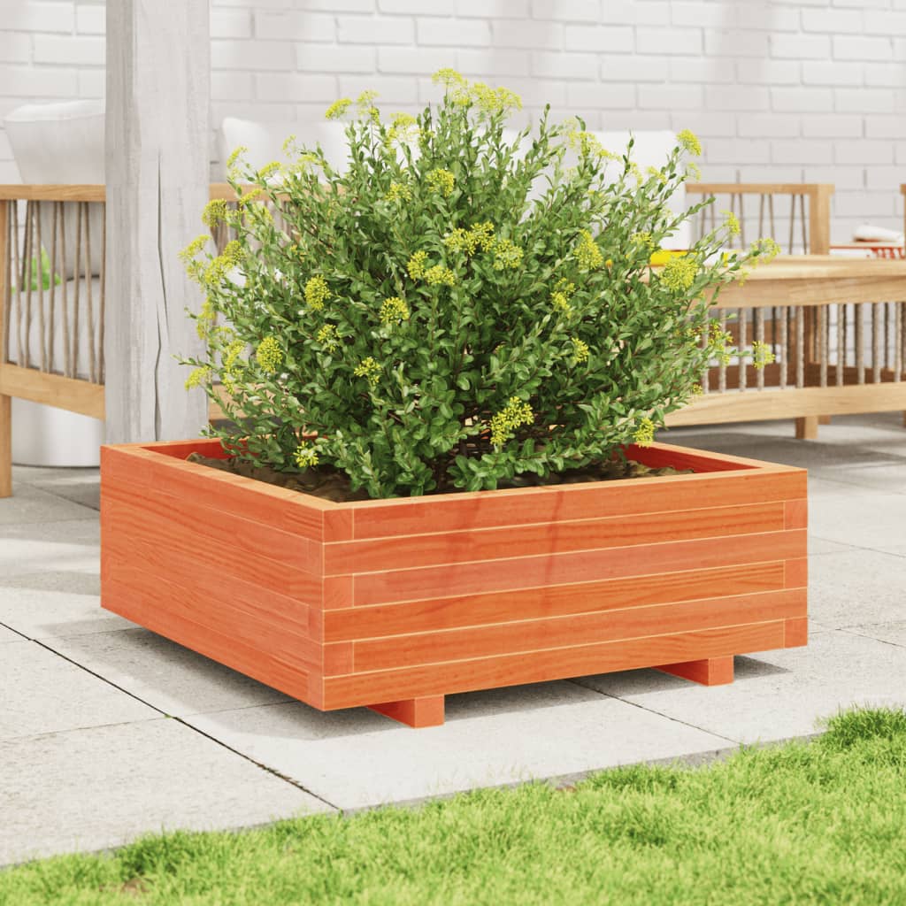 Fioriera Giardino-Vaso da Esterno-Contenitore per Piante Marrone Cera 70x70x26,5cm Legno Massello Pino