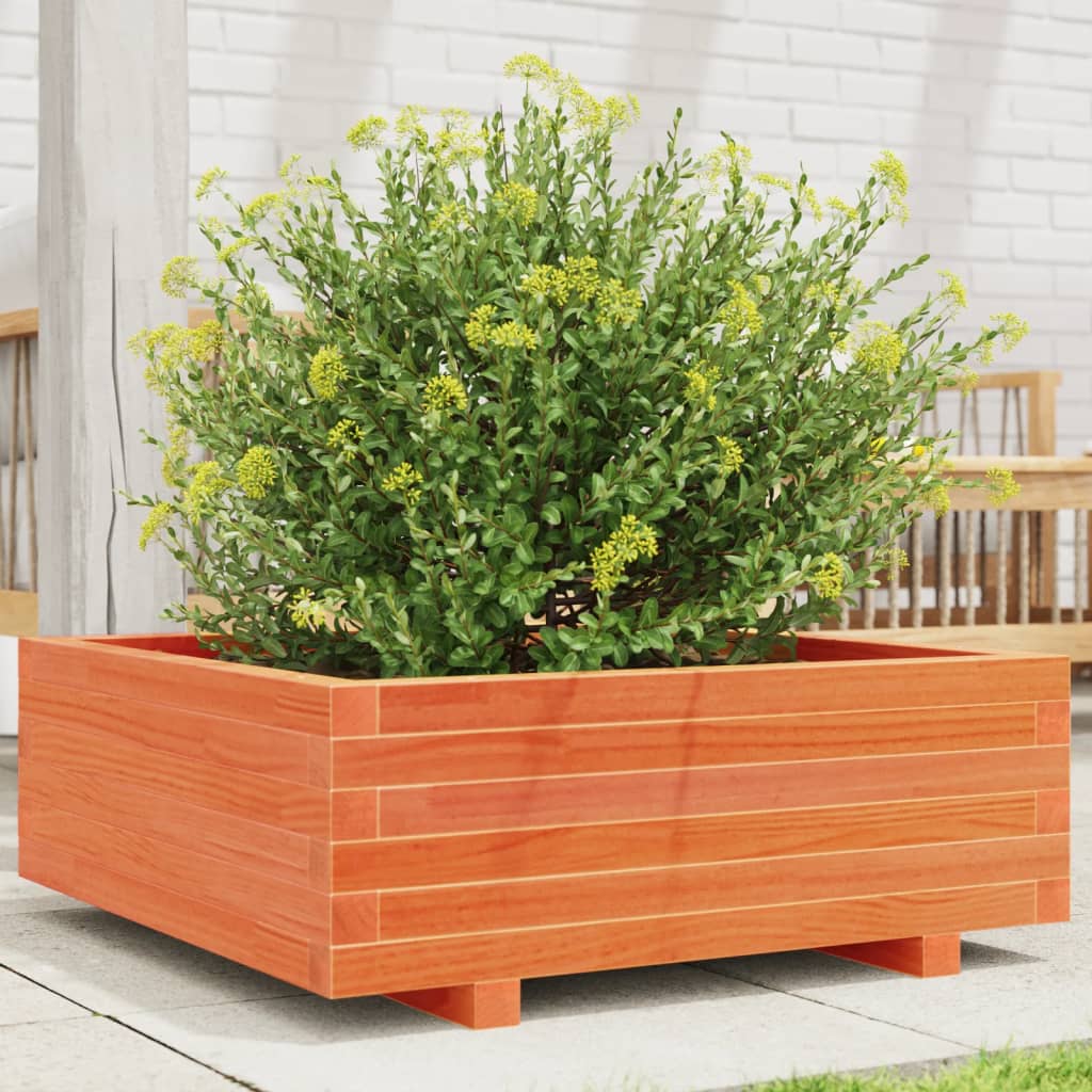 Fioriera Giardino-Vaso da Esterno-Contenitore per Piante Marrone Cera 70x70x26,5cm Legno Massello Pino