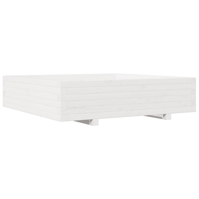 Fioriera da Giardino Bianca 100x100x26,5cm Legno Massello Pino 847319