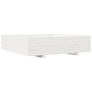 Fioriera da Giardino Bianca 100x100x26,5cm Legno Massello Pino
