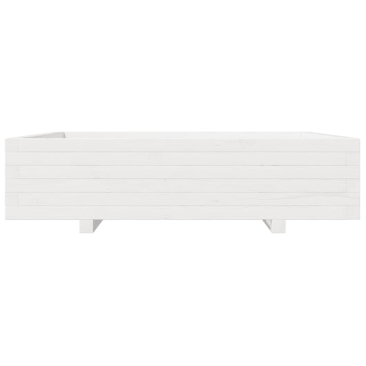 Fioriera aiuola rialzata vassoio piante fiori terrazza giardino 100 x 100 x 26,5 cm legno di pino massiccio bianco 02_0037255