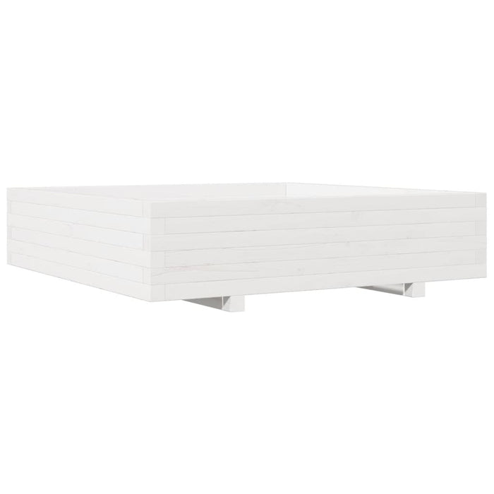 Fioriera da Giardino Bianca 100x100x26,5cm Legno Massello Pino 847319