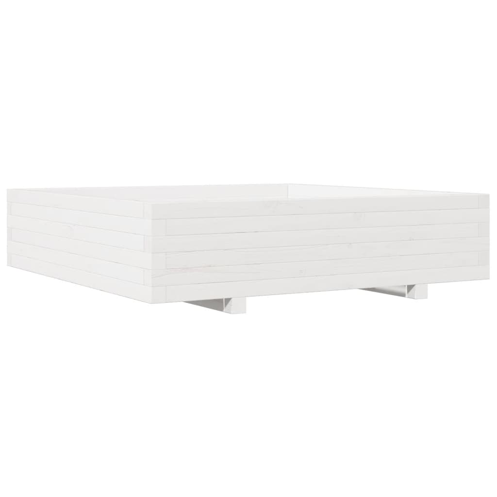 Fioriera aiuola rialzata vassoio piante fiori terrazza giardino 100 x 100 x 26,5 cm legno di pino massiccio bianco 02_0037255