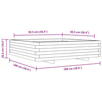 Fioriera aiuola rialzata vassoio piante fiori terrazza giardino 100 x 100 x 26,5 cm legno di pino massiccio bianco 02_0037255