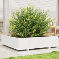 Fioriera da Giardino Bianca 100x100x26,5cm Legno Massello Pino 847319
