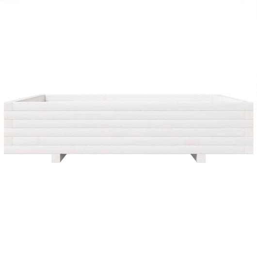 Fioriera aiuola rialzata vassoio piante fiori terrazza giardino 110 x 110 x 26,5 cm legno di pino massiccio bianco 02_0037303